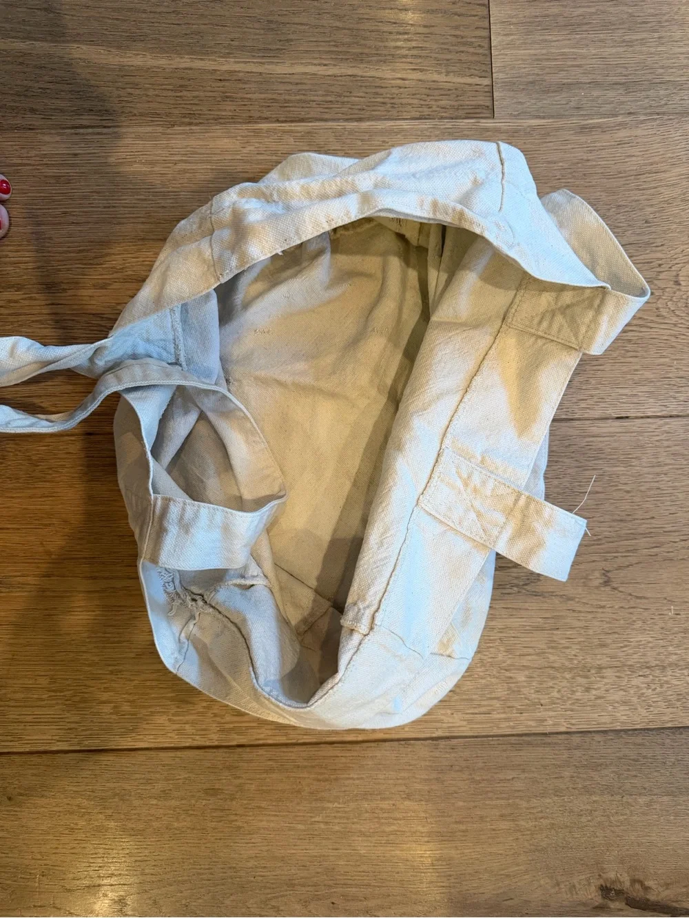 RARE OG Vintage Trader Joe's Canvas Tote Bag in Off-White with Burgundy Logo